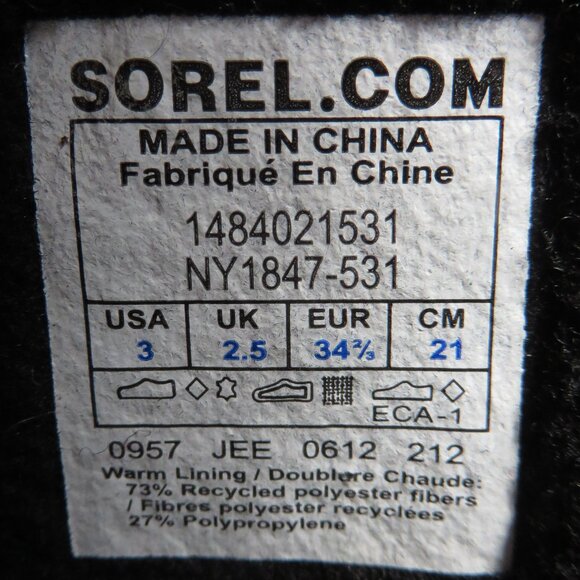 Sorel Little Girl Waterproof Winter Snow Boots Size 3 Purple Snowflake - Picture 8 of 9